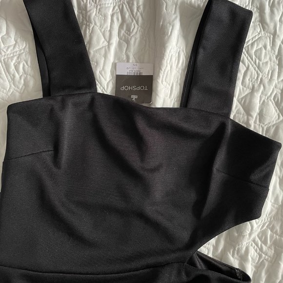 NWT TOPSHOP Black Midi Dress with cutout and thigh detail, US Size 8 - Picture 5 of 5